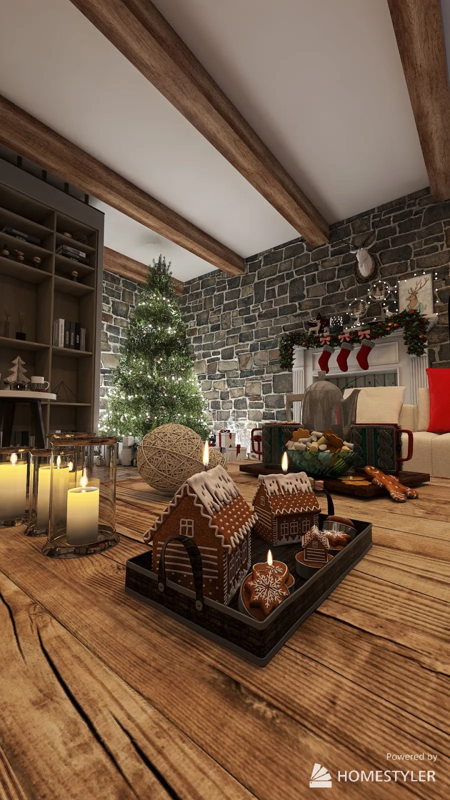 Swedish Christmas wall 3d design renderings