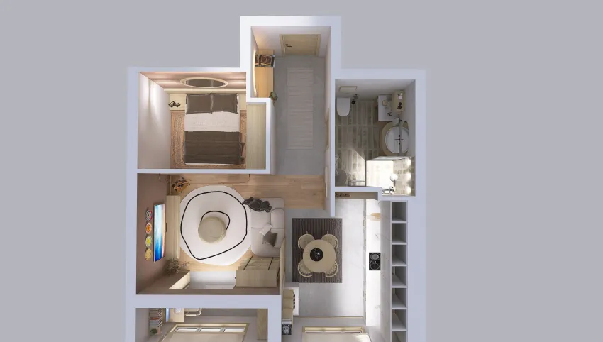 Small apartment 39.62m2 3d design picture 39.65