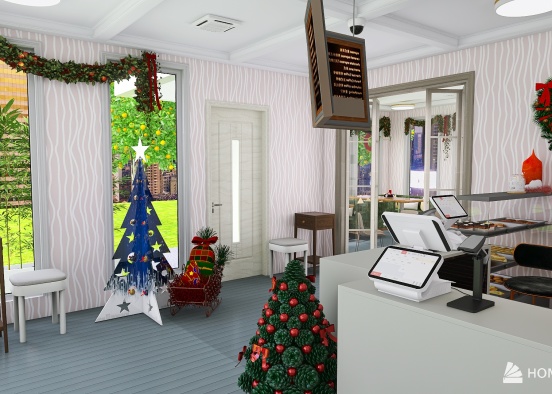 small cafe (Christmas Themed) Design Rendering