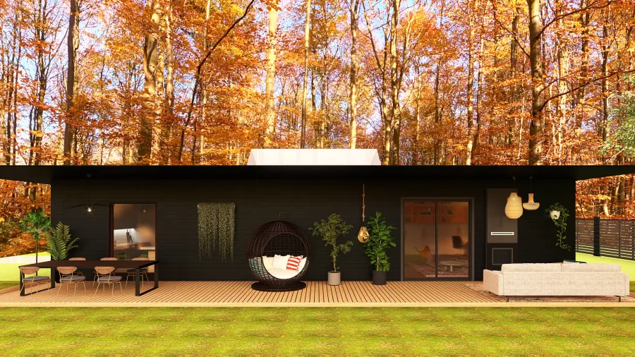 Sustainable Dream House with covered inner courtyard 3d design renderings