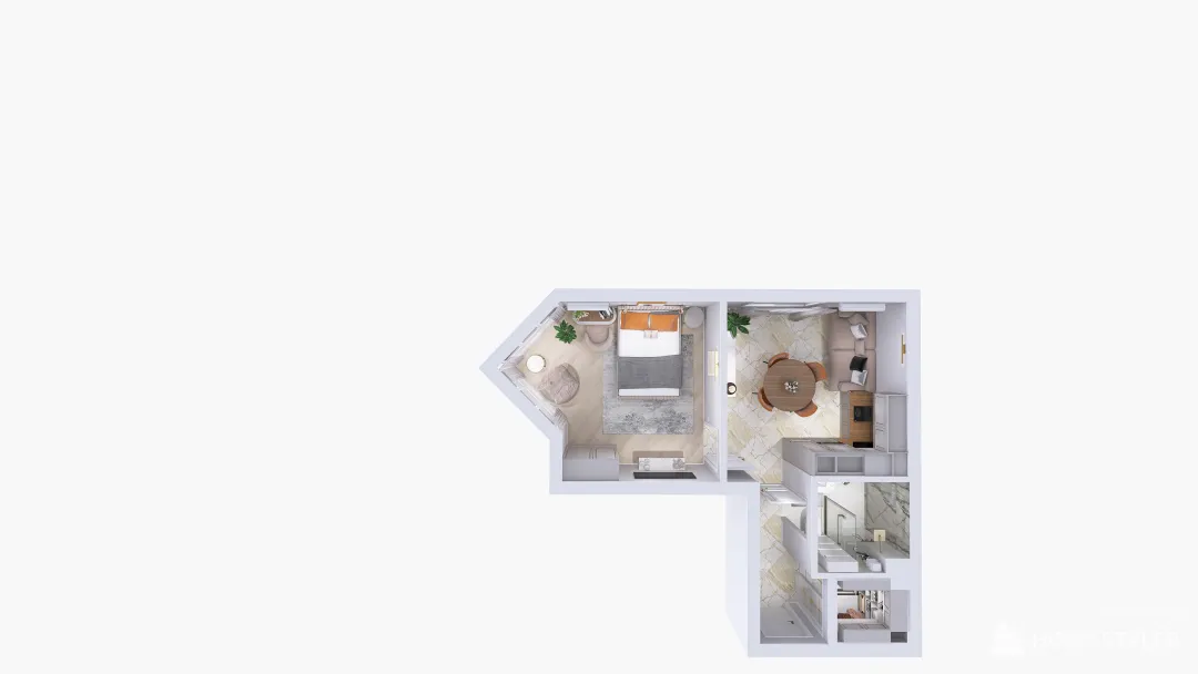 2 комнатная квартира 3d design renderings