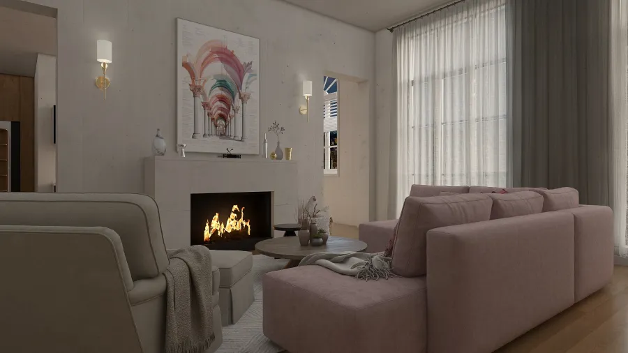 Living Room/ Bedroom1 3d design renderings