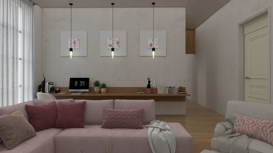 Living Room/ Bedroom1 3d design renderings
