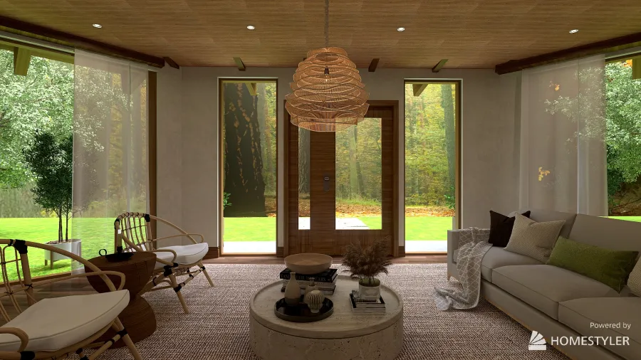 hut in the woods 3d design renderings