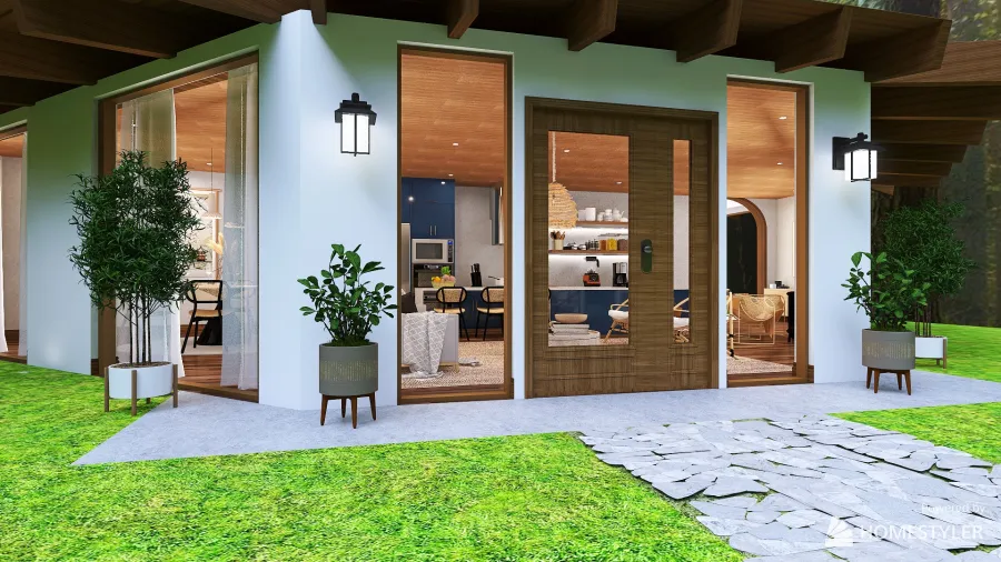 hut in the woods 3d design renderings