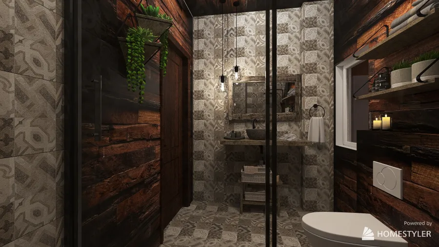Rustic bathroom 3d design renderings