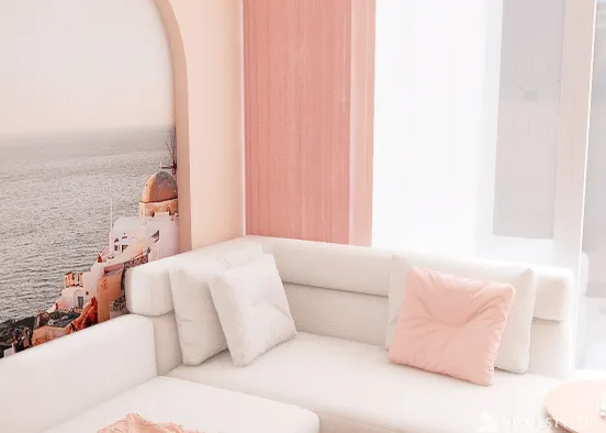 Pink Living Room Design Rendering