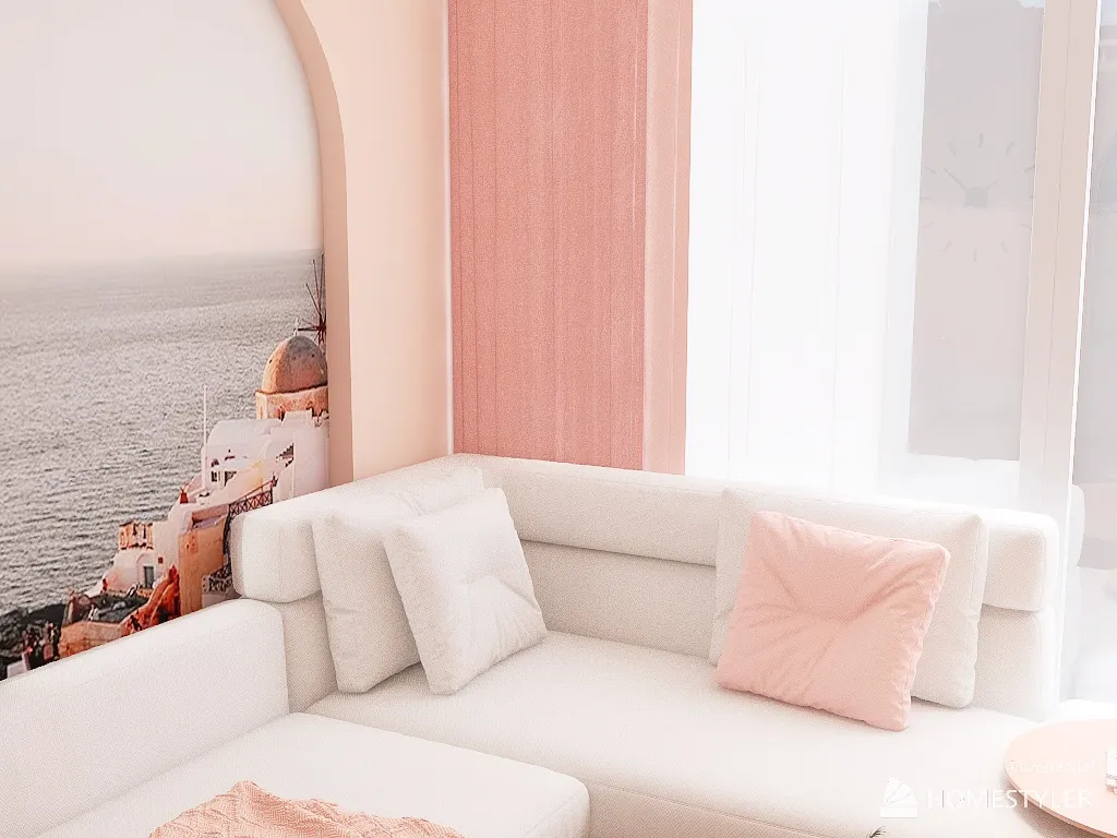 Pink Living Room 3d design renderings