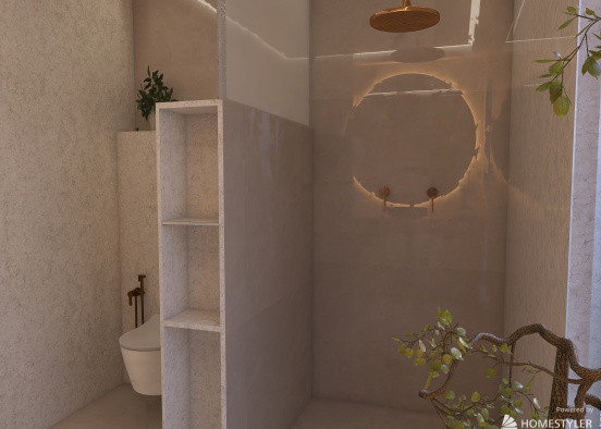 Beige Bathroom Design Rendering