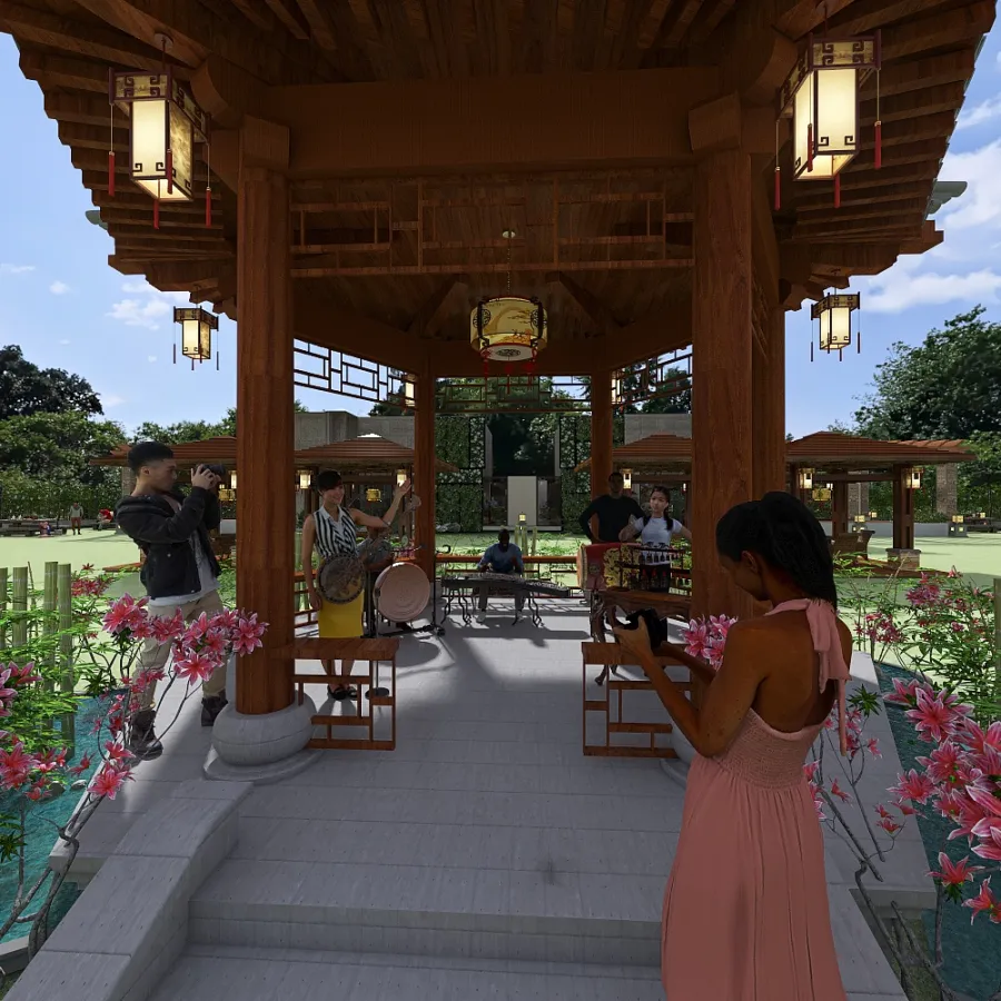 Asian Fusion Experience Restaurant & Café 3d design renderings