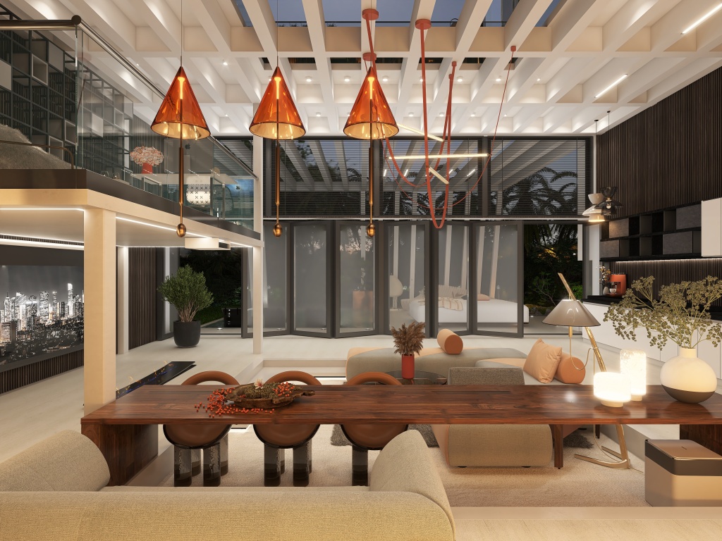 Living /Dining/Kitchen 3d design renderings