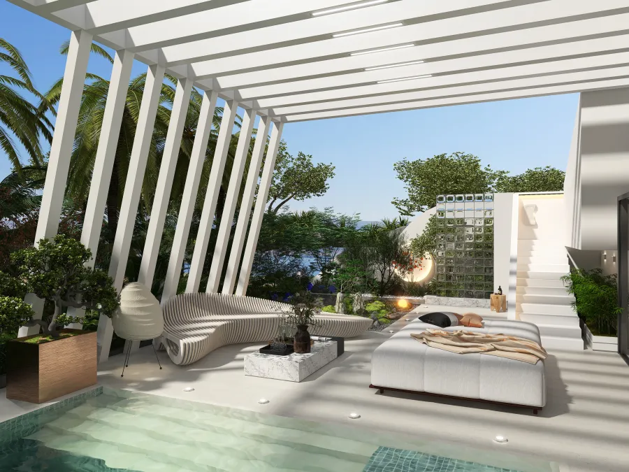 Pool & Lounge 3d design renderings