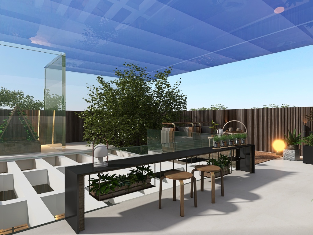 Rooftop greenhouse 3d design renderings