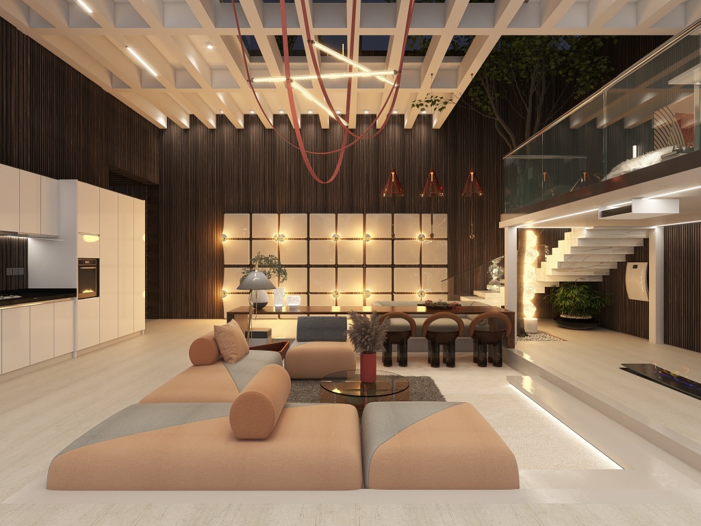 Living /Dining/Kitchen 3d design renderings