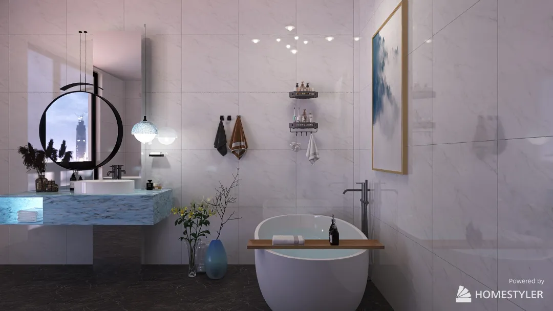 Small Modern Bath 3d design renderings