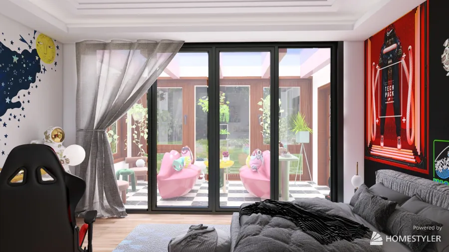 Gamer Style Boy Bedroom 3d design renderings