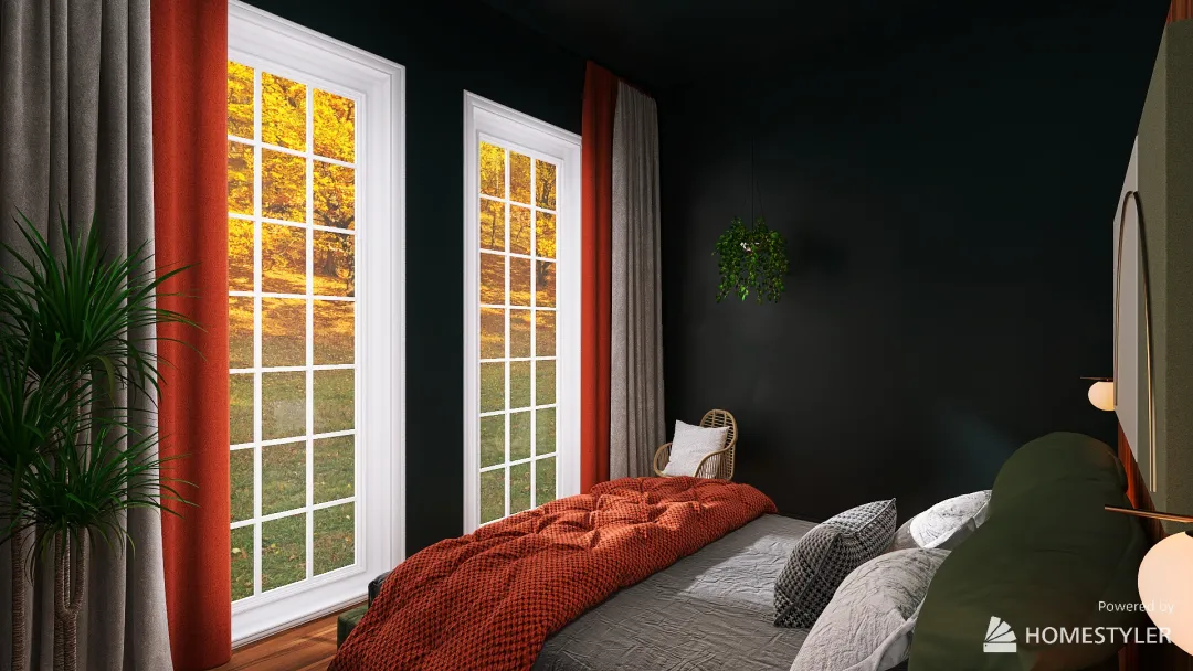 Dark bedroom 3d design renderings