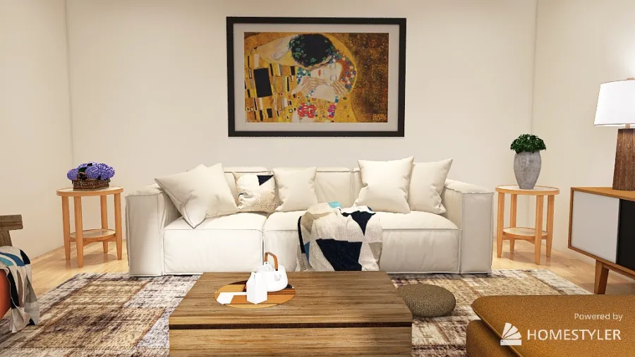 bohemian inspired living room 3d design renderings