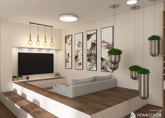 Living room with Sunken Space Design Rendering