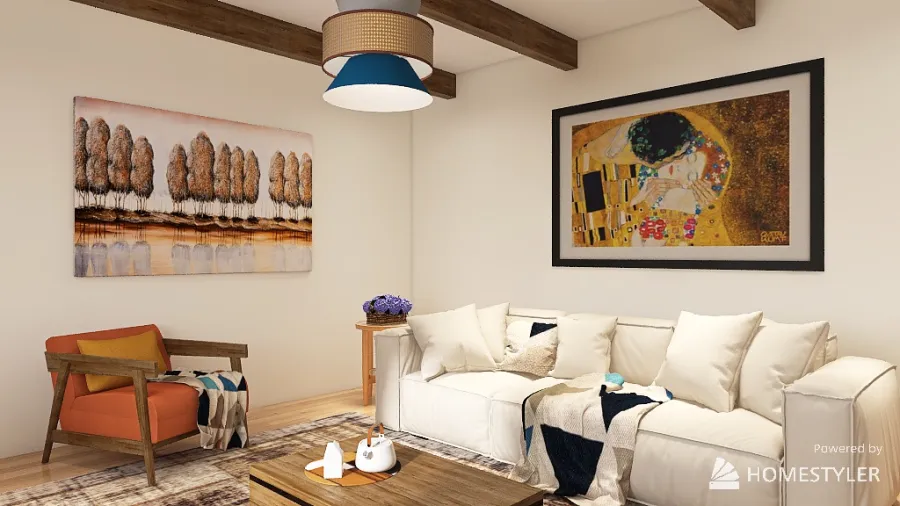 bohemian inspired living room 3d design renderings