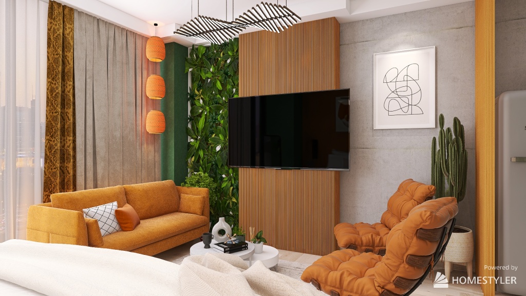 Minimai and Tropical Hybrid Apartment 3d design renderings