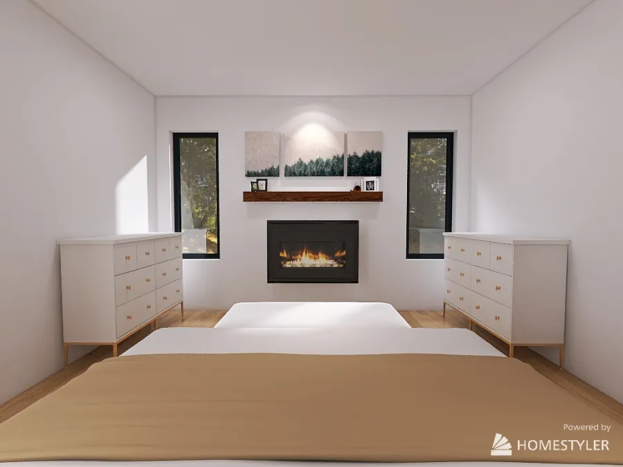 Flipped Master Bathroom and Office 3d design renderings