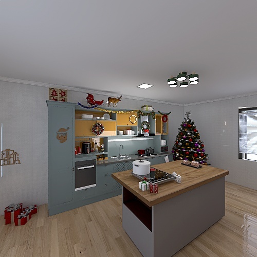 Kitchen christmas 3d design renderings