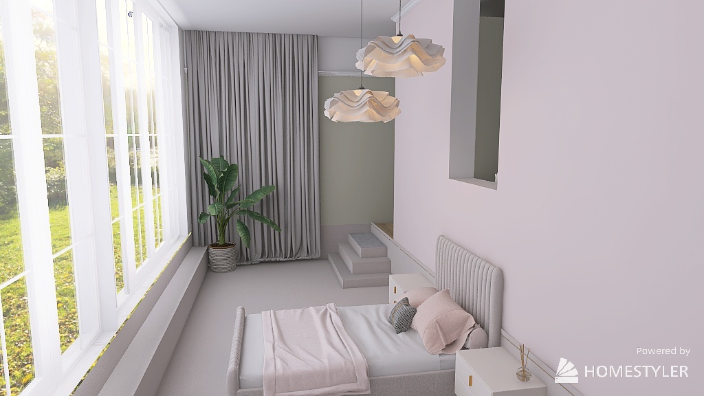 Sunken Bedroom 3d design renderings