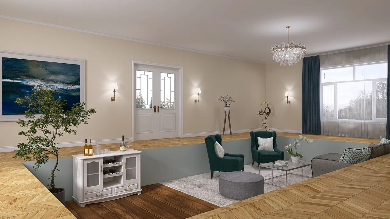 Transitional Interior 3d design renderings