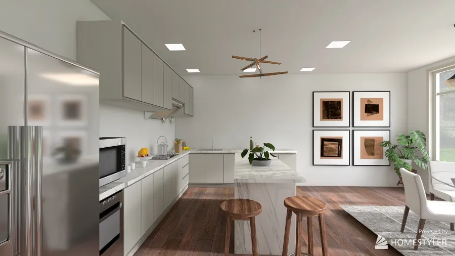 Kitchen+Dining w/ Sunken Floor 3d design renderings