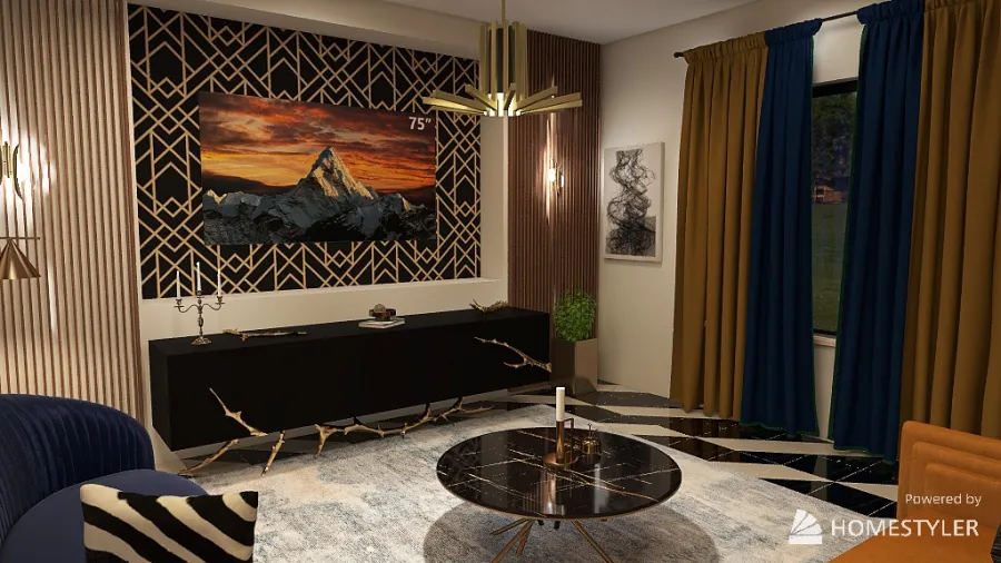 Art Deco Grandeur Lounge 3d design renderings