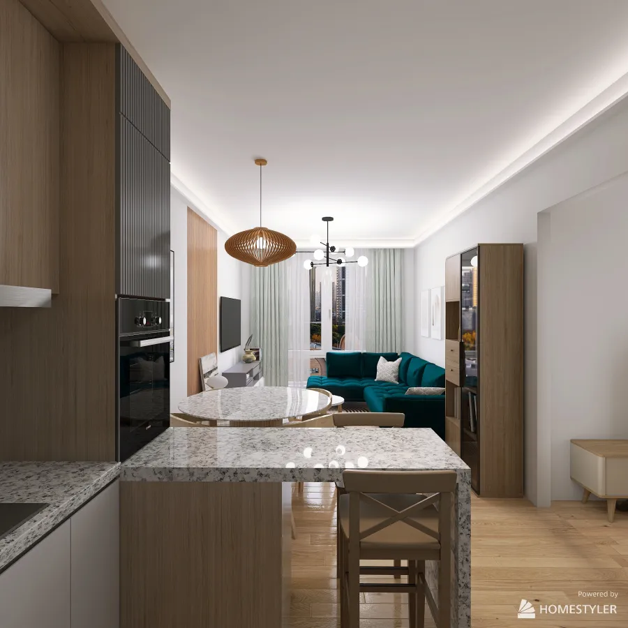 50m2 apartment 3d design renderings