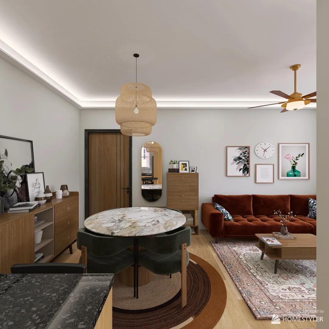 60m2 apartment 3d design renderings