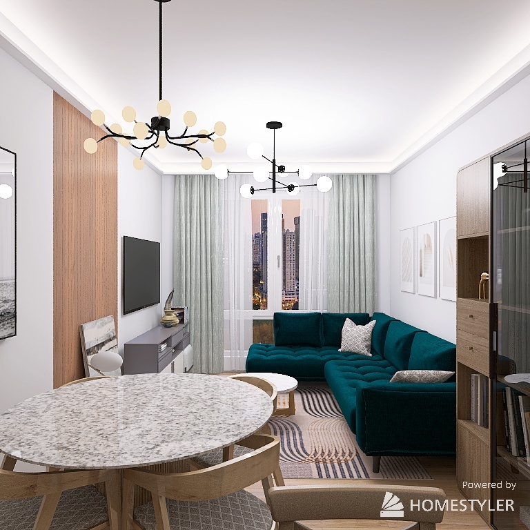 50m2 apartment 3d design renderings