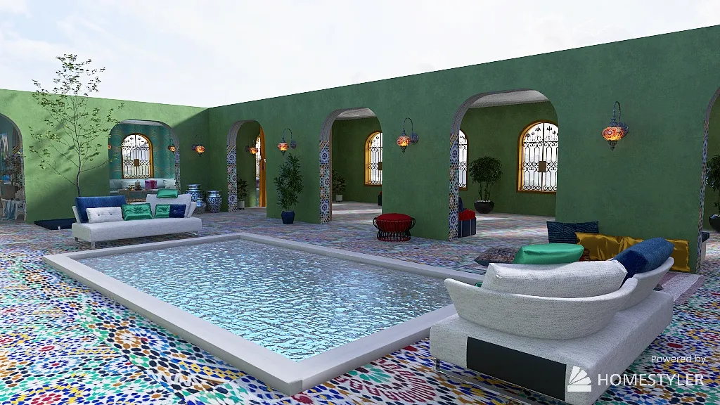 VILLE MAROCAINE AVEC PATIO 3d design renderings