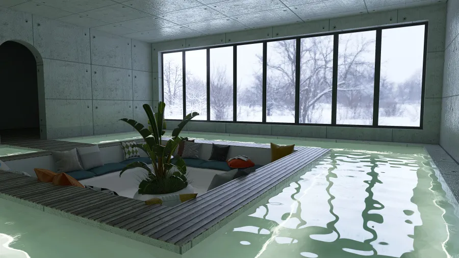 Sunken Pool Space 3d design renderings