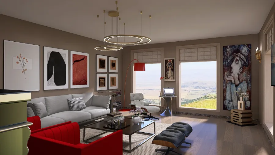 Livingroom with a view 3d design renderings