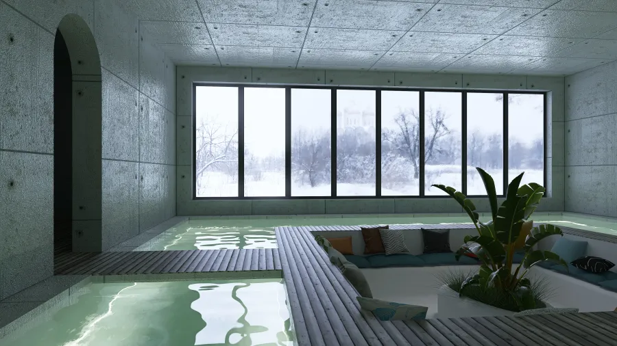 Sunken Pool Space 3d design renderings