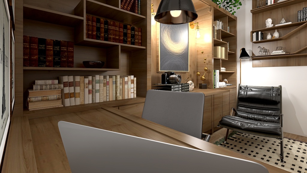 Contemporary House With a Sunken Library/Home Office 3d design renderings