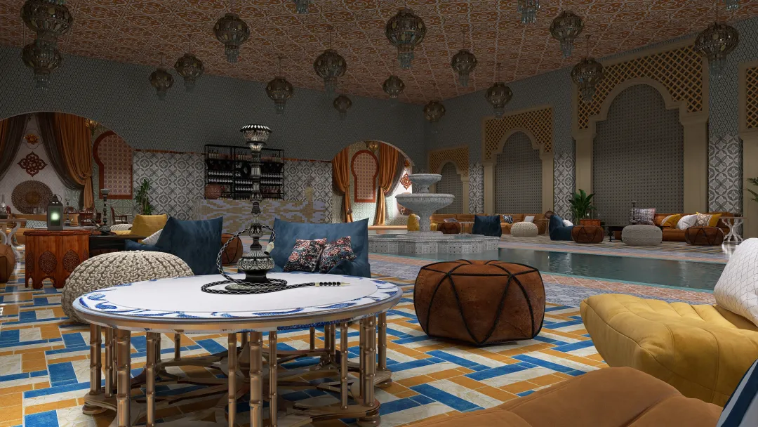 Moroccan Bar & Restaurant 3d design renderings