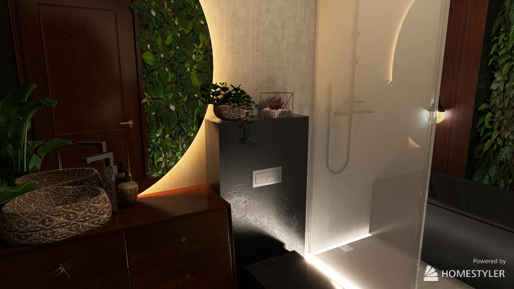 Wąska łazienka botanica 3d design renderings
