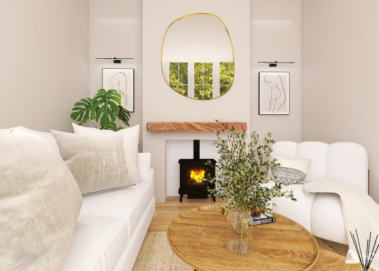 Light Cottage Living Room Design Rendering