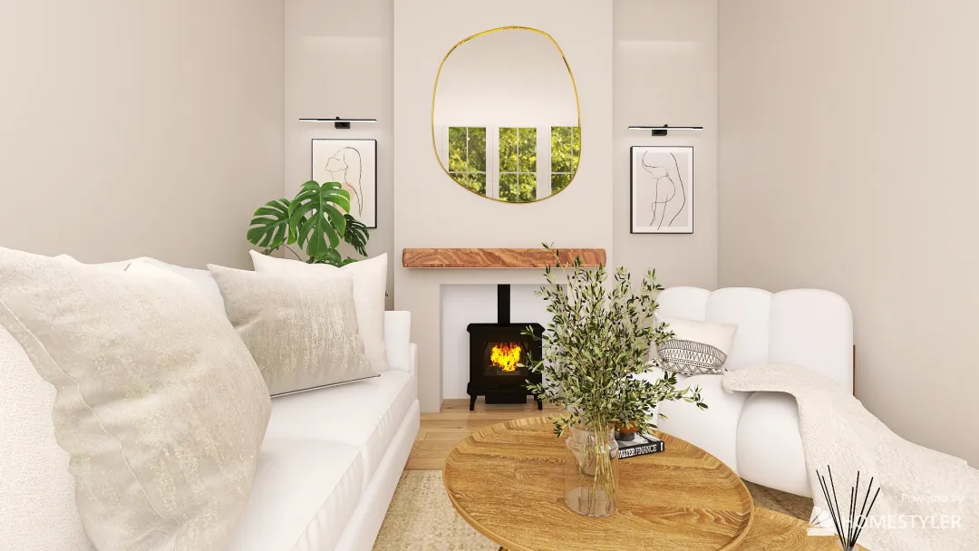 Light Cottage Living Room 3d design renderings