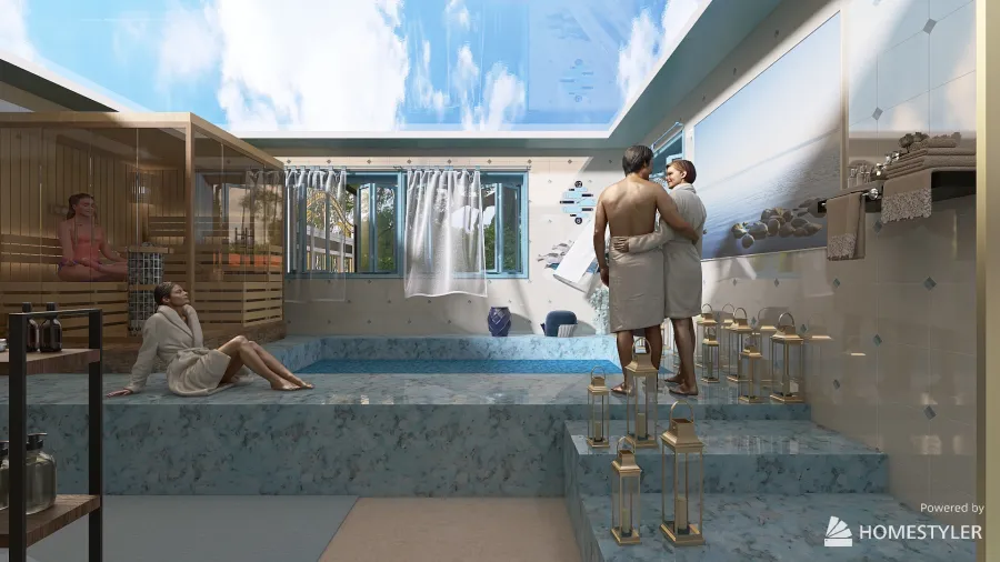 Master Bathroom e pool 3d design renderings