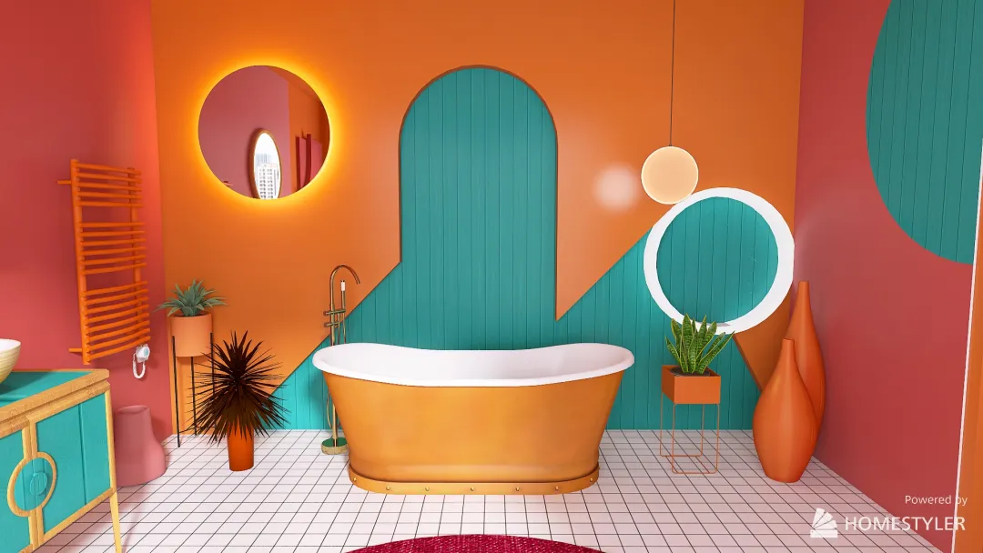 Memphis Magic Bathroom 3d design renderings