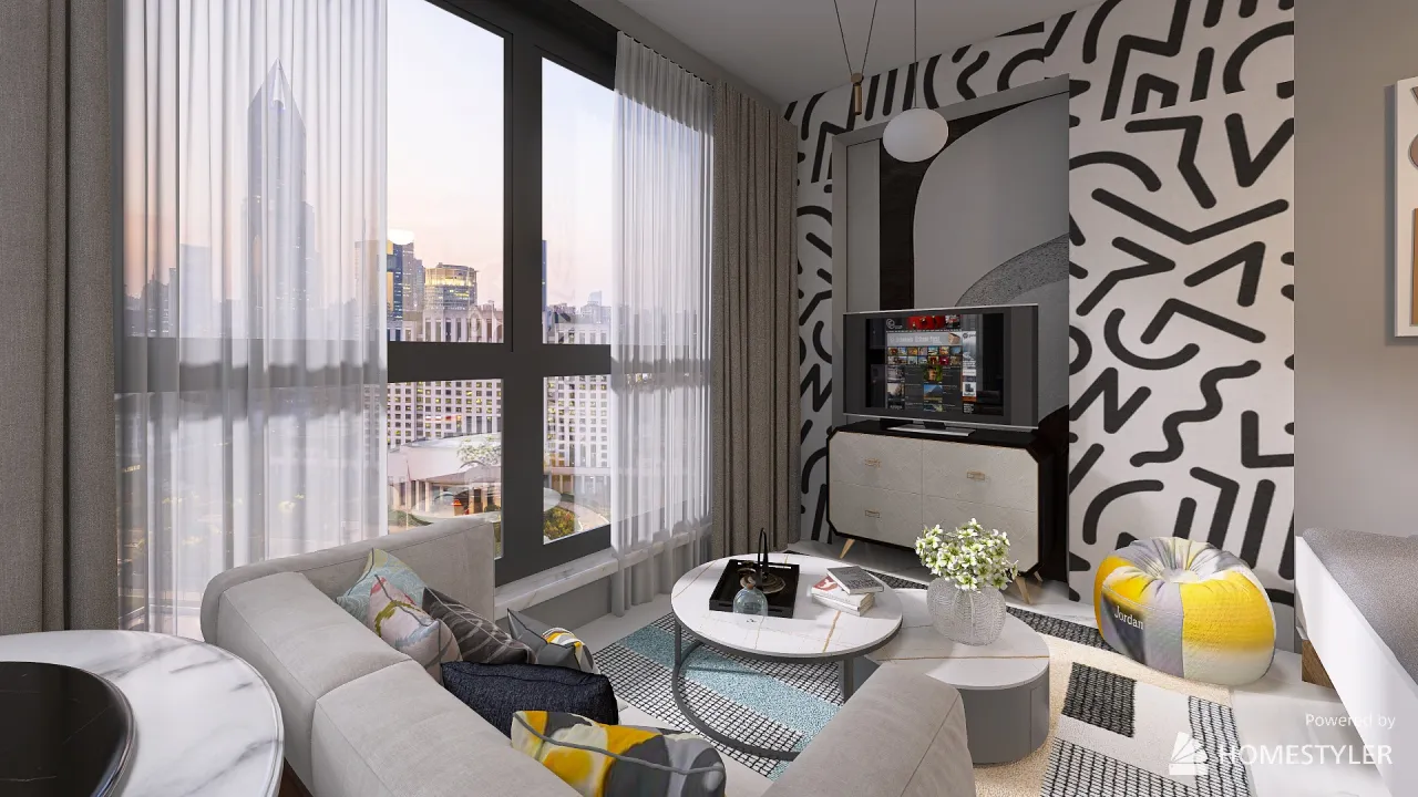 Memphis apartament 3d design renderings