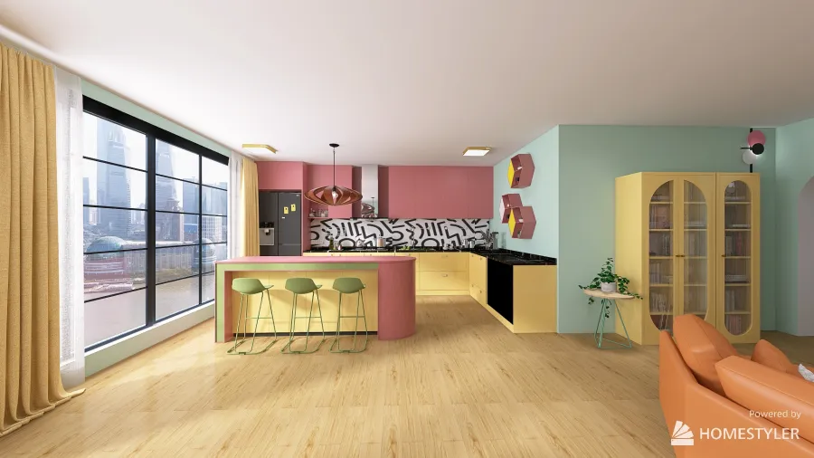 Memphis Style Apartment 3d design renderings