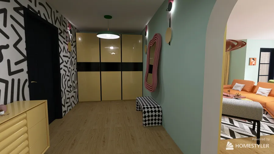 Memphis Style Apartment 3d design renderings