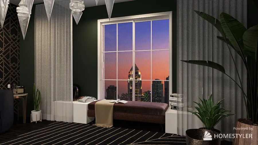 Modern Eclectic Living Room 3d design renderings