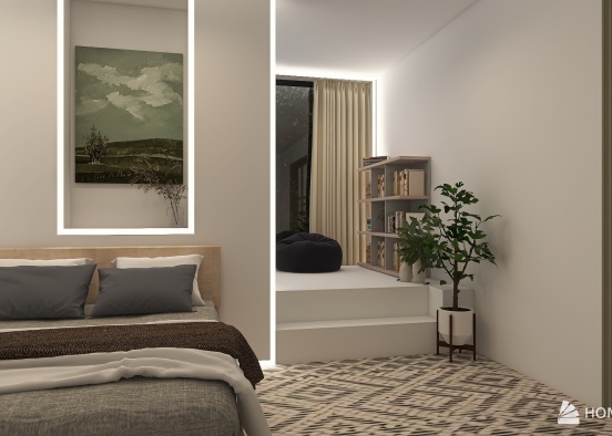 Relaxing bedroom with a special reading space  Design Rendering